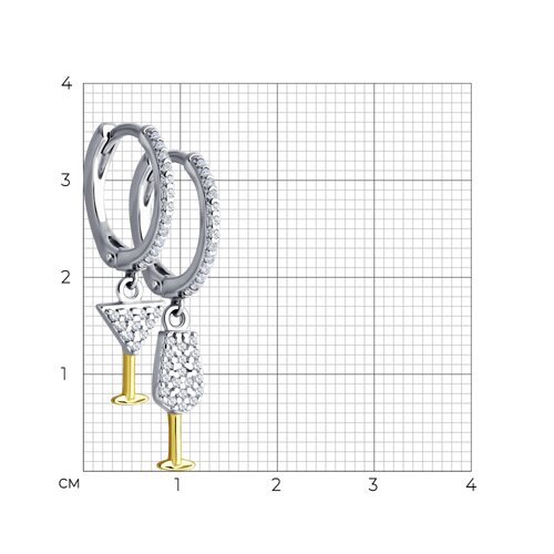Серьги из золочёного серебра с фианитами из серебро — вид 3