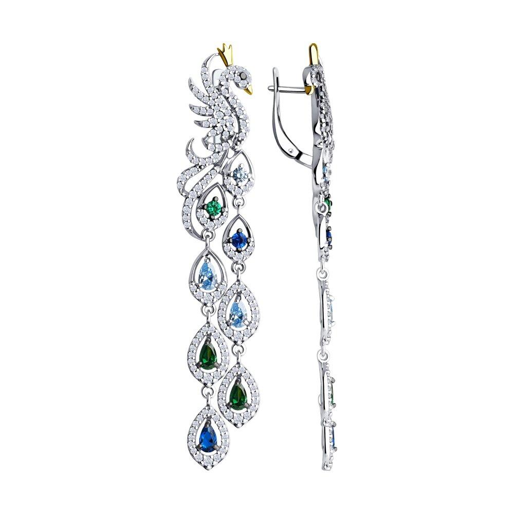 Серьги из золочёного серебра с фианитами - видео на модели