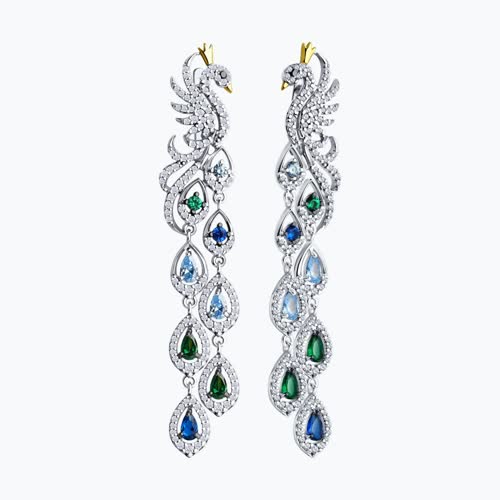 Серьги из золочёного серебра с фианитами из серебро — вид 2