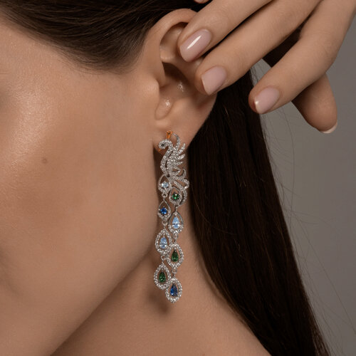 Серьги из золочёного серебра с фианитами из серебро — вид 3