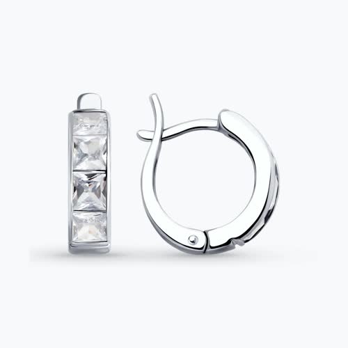 Серьги из серебра с фианитами - видео на модели