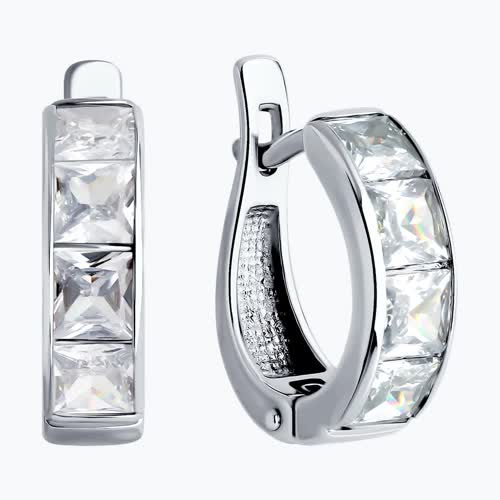 Серьги из серебра с фианитами из серебро — вид 2