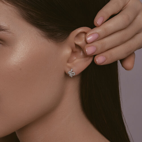 Серьги из серебра с фианитами из серебро — вид 3