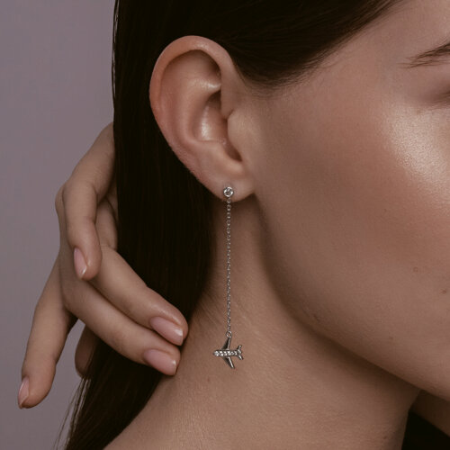 Серьги из серебра с фианитами из серебро — вид 3