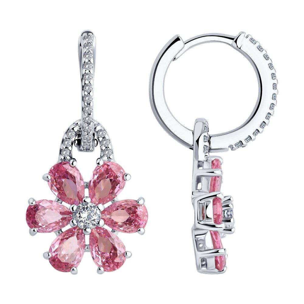 Серьги из серебра с фианитами - видео на модели