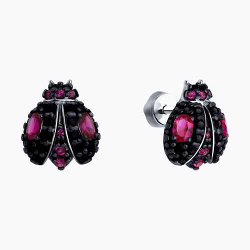 Серьги из серебра с корундами и фианитами из серебро — вид 2