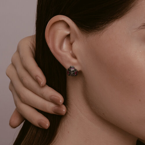 Серьги из серебра с корундами и фианитами из серебро — вид 3