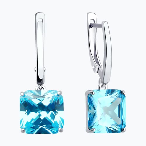 Серьги из серебра с фианитами из серебро — вид 2