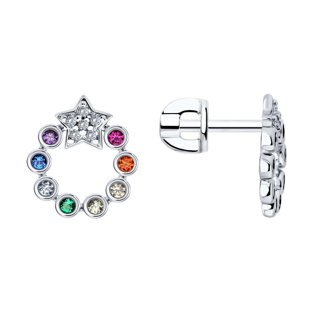 Серьги из серебра с корундом и фианитами - видео на модели