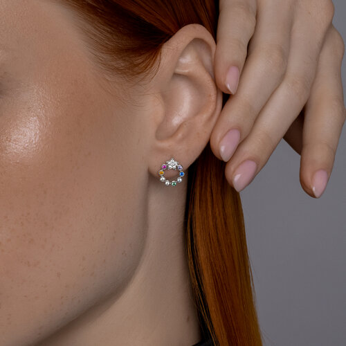 Серьги из серебра с корундом и фианитами из серебро — вид 3