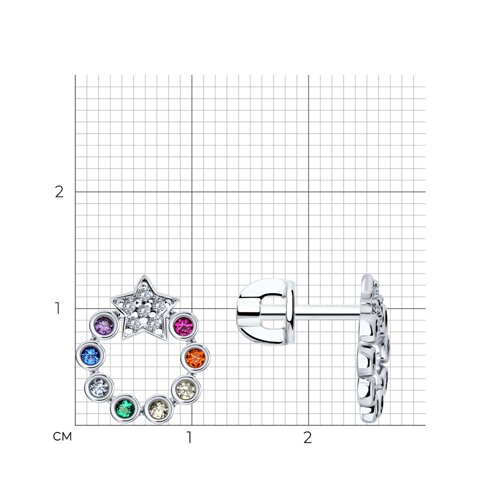 Серьги из серебра с корундом и фианитами из серебро — вид 4