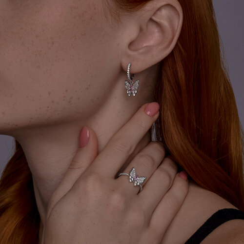 Серьги из серебра с фианитами из серебро — вид 4