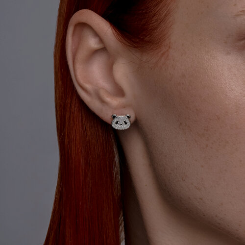 Серьги из серебра с фианитами и эмалью из серебро — вид 3