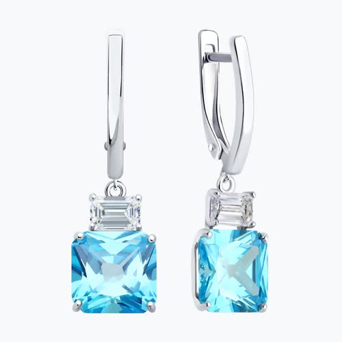 Серьги из серебра с фианитами из серебро — вид 2