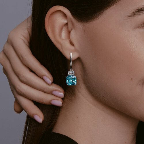 Серьги из серебра с фианитами из серебро — вид 3