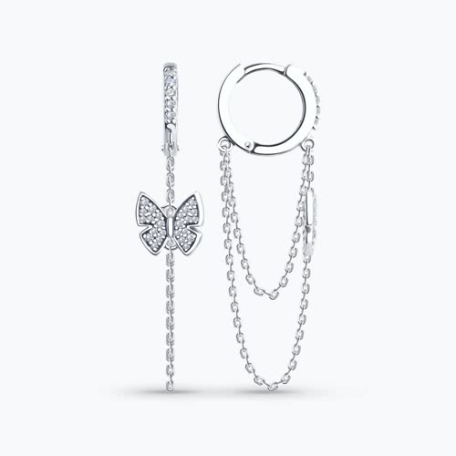 Серьги из серебра с фианитами - видео на модели