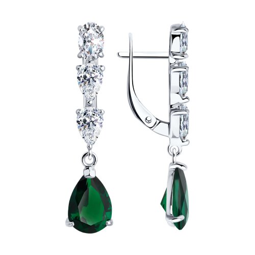 Серьги из серебра с фианитами, 925, 16 500 тг