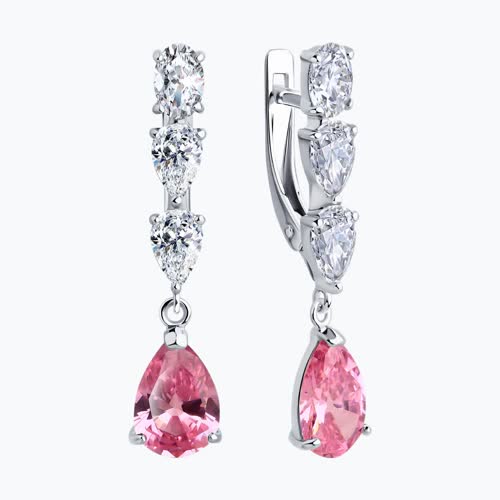 Серьги из серебра с фианитами из серебро — вид 2