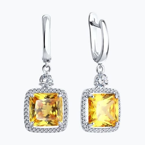 Серьги из серебра с фианитами из серебро — вид 2