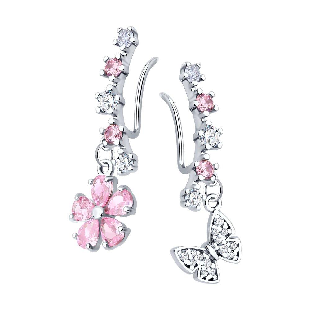 Серьги из серебра с фианитами - видео на модели