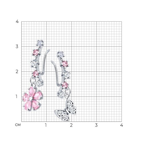 Серьги из серебра с фианитами из серебро — вид 4