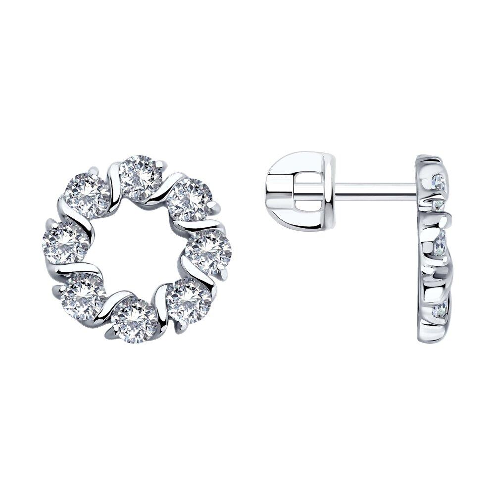 Серьги из серебра с фианитами - видео на модели