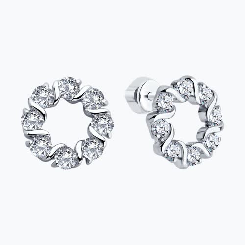 Серьги из серебра с фианитами из серебро — вид 2