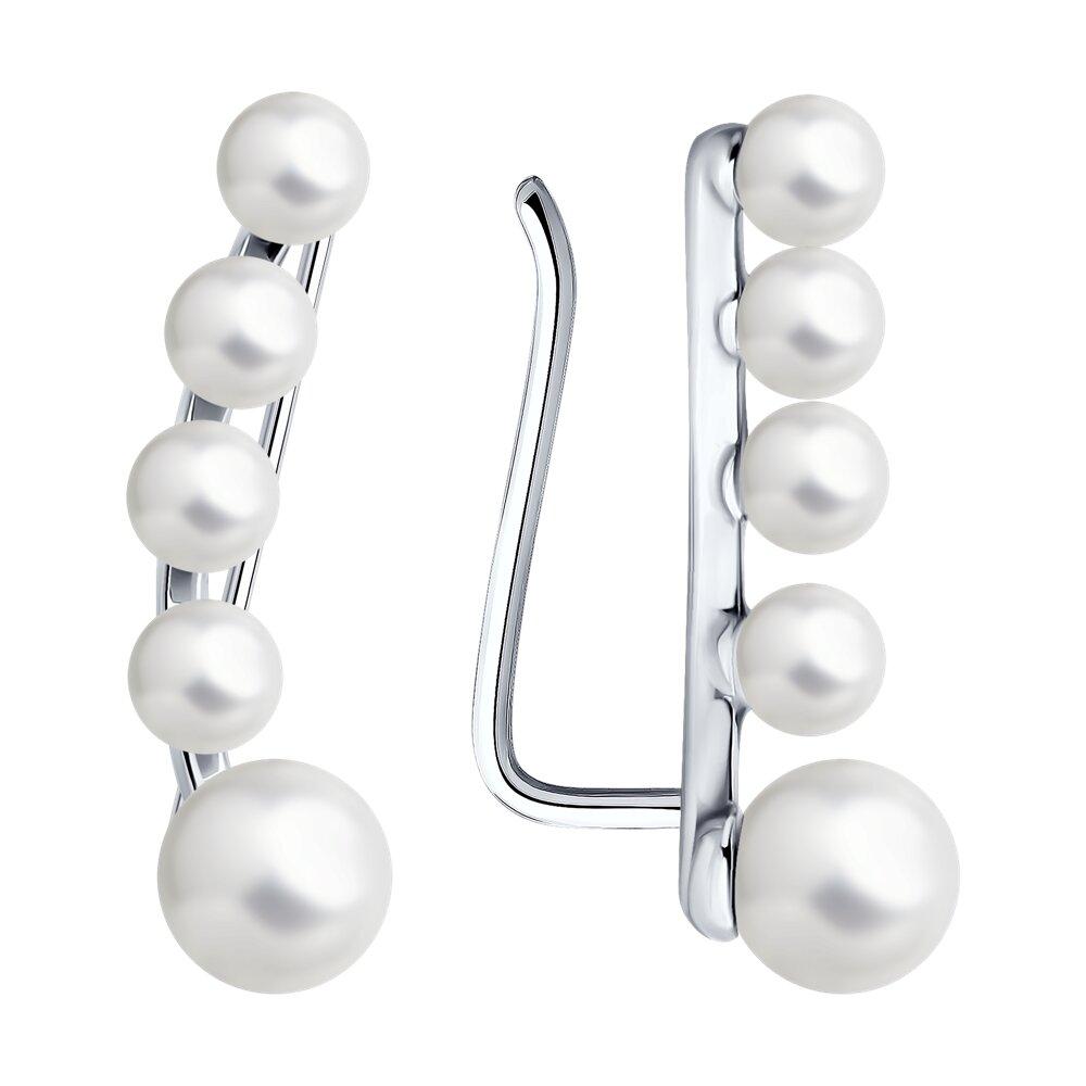 Серьги из серебра с синтетическим жемчугом - видео на модели