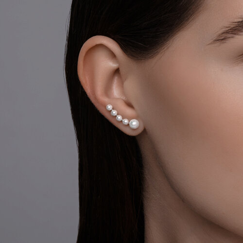 Серьги из серебра с синтетическим жемчугом из серебро — вид 3