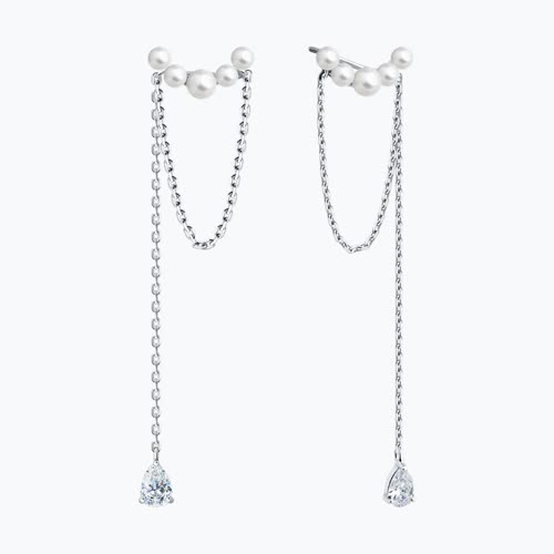 Серьги из серебра с синтетическим жемчугом и фианитами из серебро — вид 2