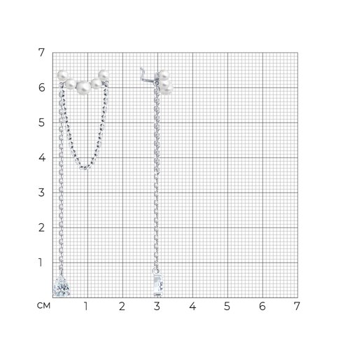 Серьги из серебра с синтетическим жемчугом и фианитами из серебро — вид 4