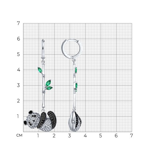 Серьги из серебра с фианитами и эмалью из серебро — вид 4