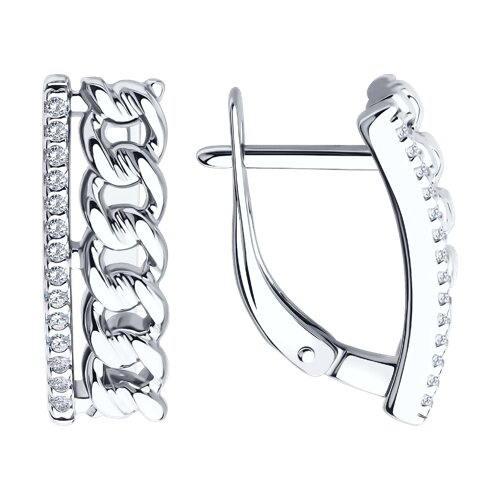 Серьги из серебра с фианитами - видео на модели