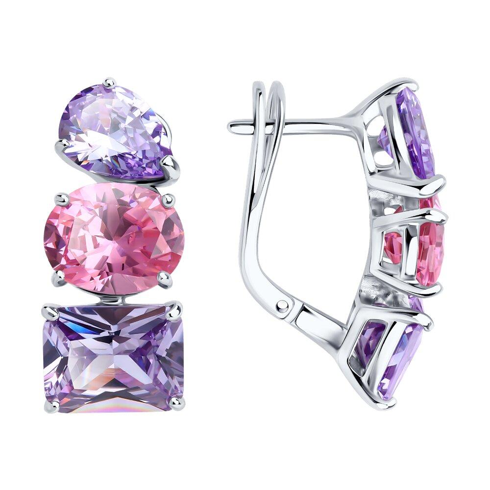 Серьги из серебра с фианитами - видео на модели