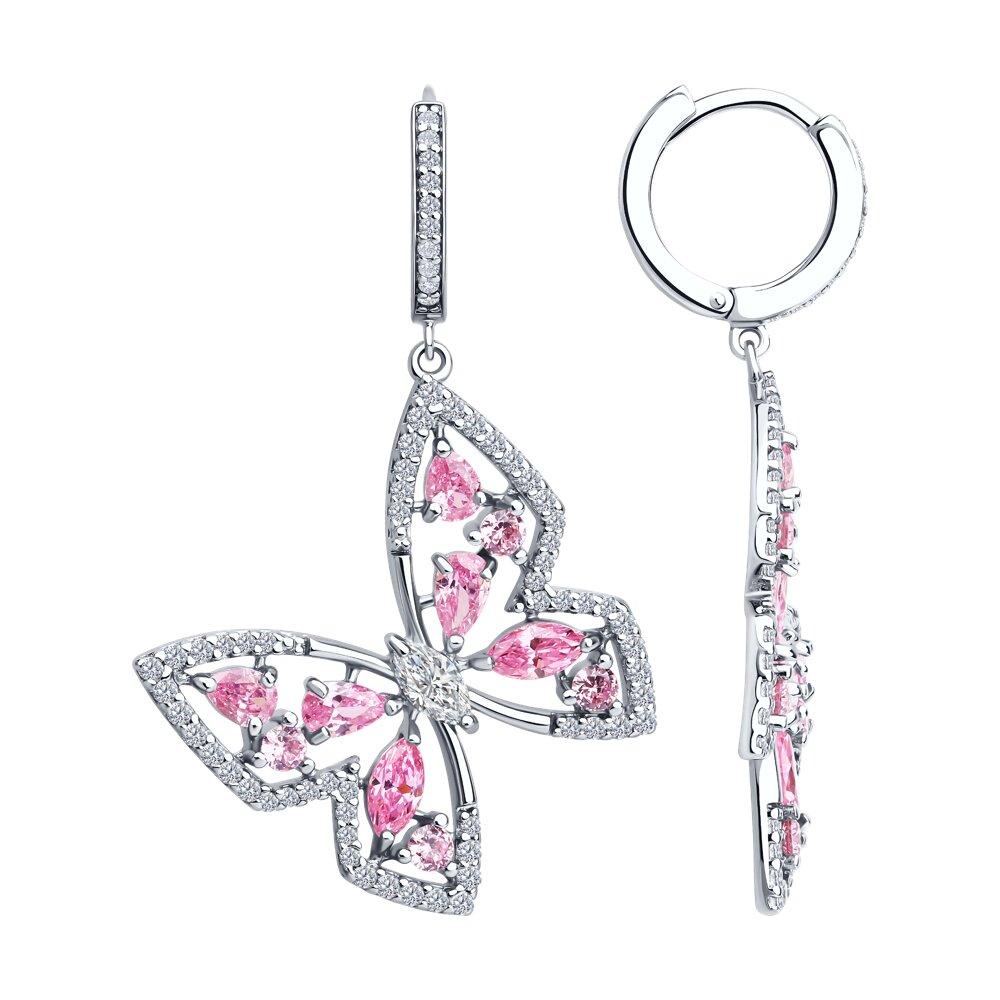 Серьги из серебра с фианитами - видео на модели