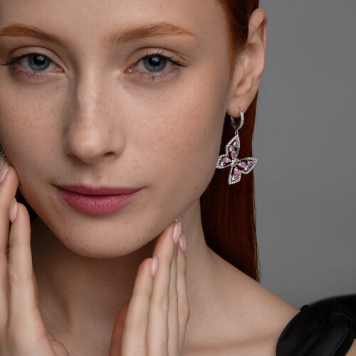 Серьги из серебра с фианитами из серебро — вид 3