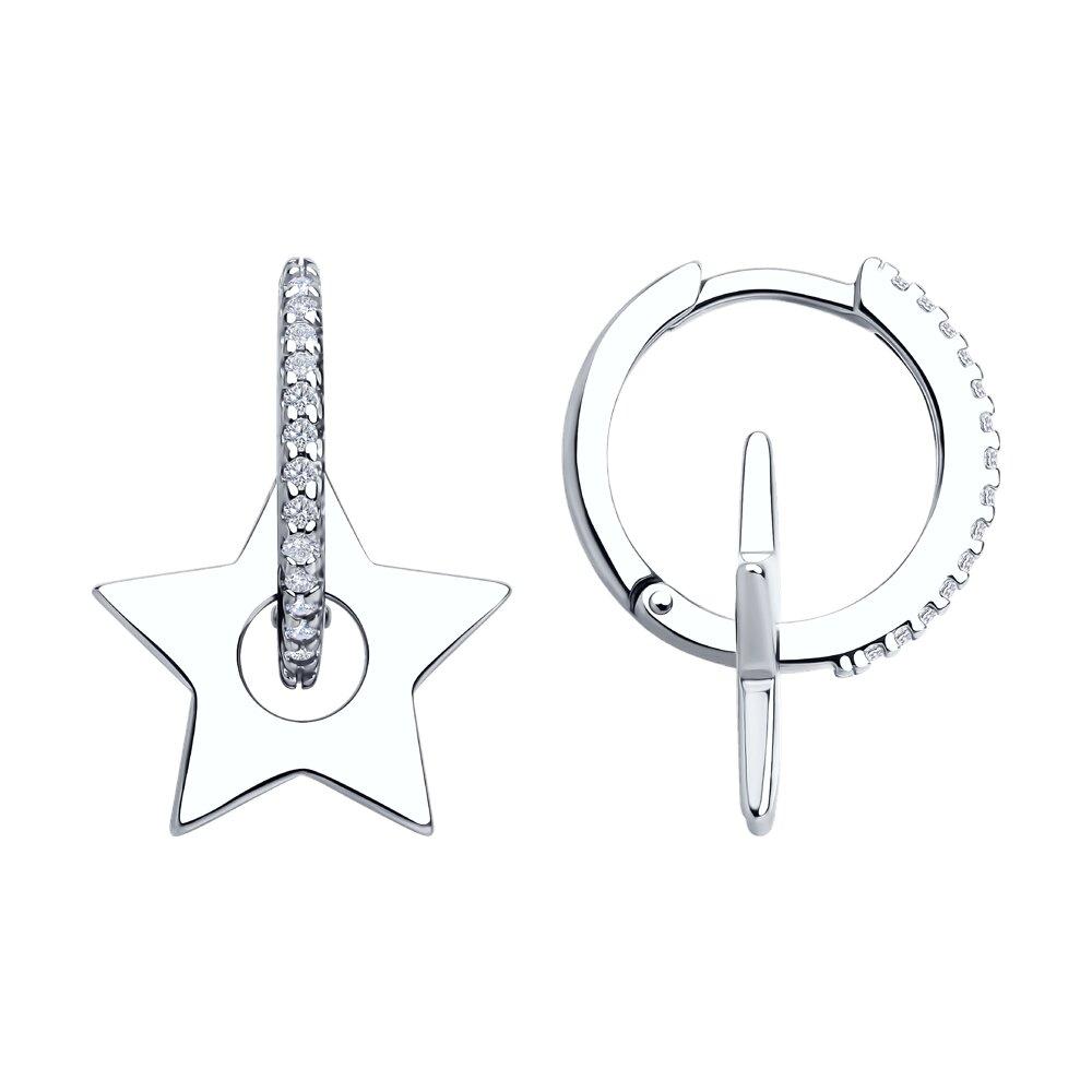 Серьги из серебра с фианитами - видео на модели