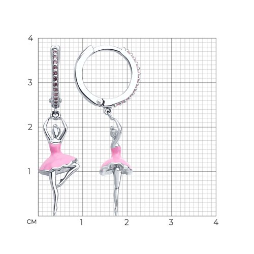 Серьги из серебра с фианитами и эмалью из серебро — вид 4