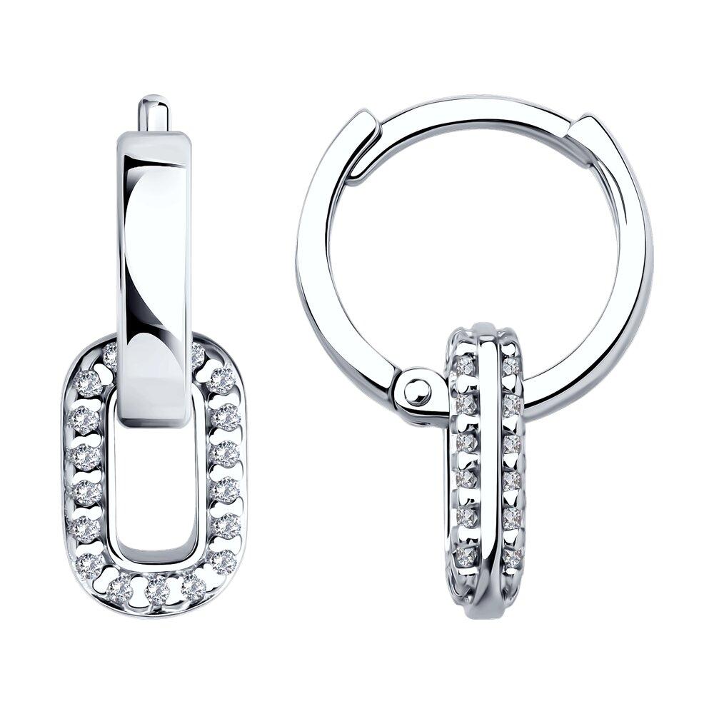 Серьги из серебра с фианитами - видео на модели