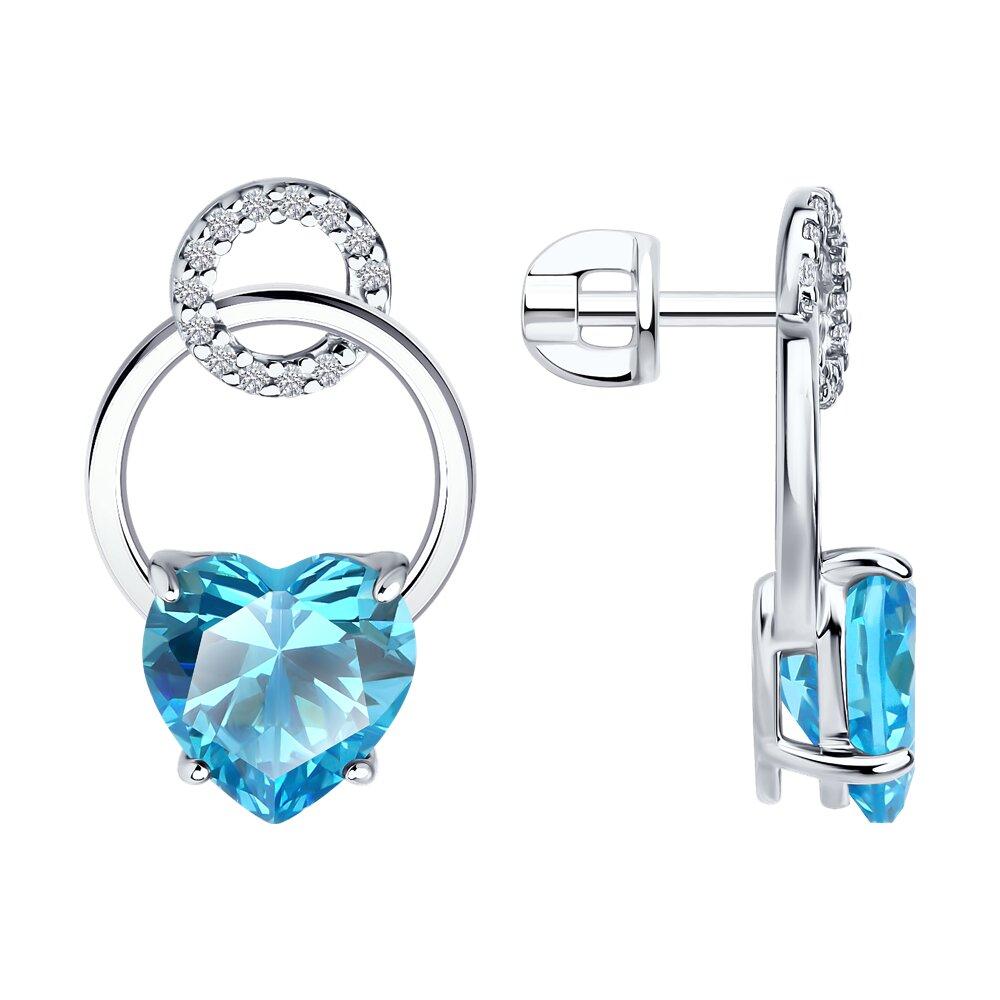 Серьги из серебра с фианитами - видео на модели