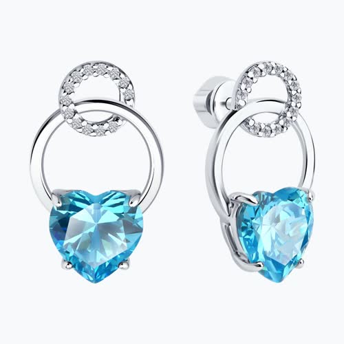 Серьги из серебра с фианитами из серебро — вид 2