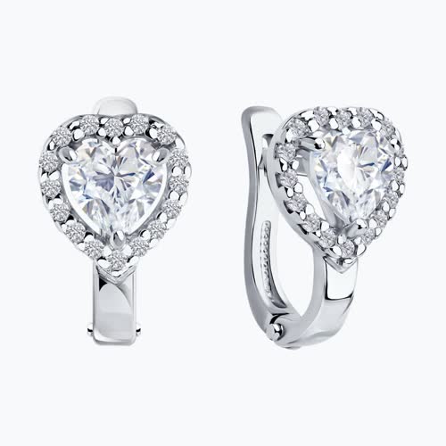 Серьги из серебра с фианитами из серебро — вид 2