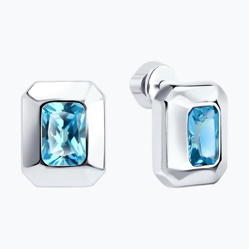 Серьги из серебра с фианитами из серебро — вид 2