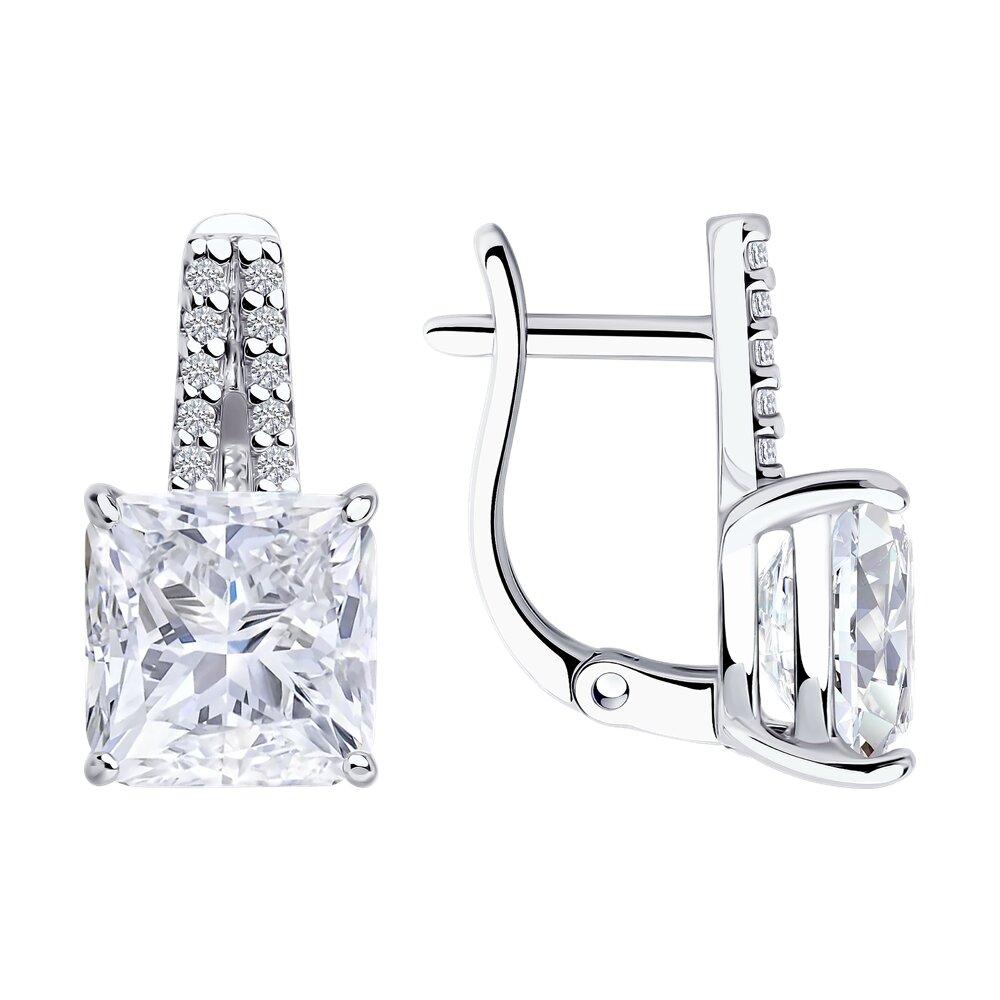 Серьги из серебра с фианитами - видео на модели