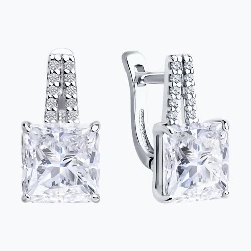 Серьги из серебра с фианитами из серебро — вид 2