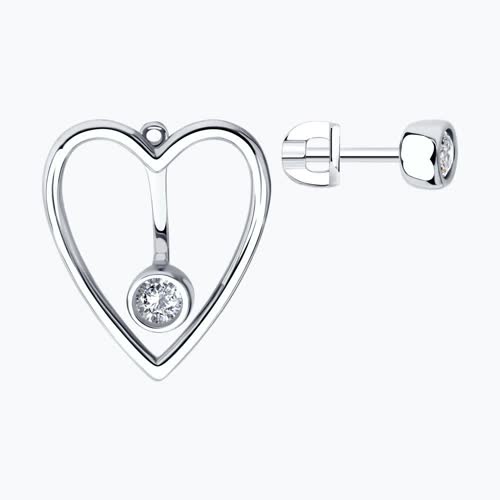 Серьги из серебра с фианитами из серебро — вид 2