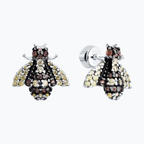 Серьги из серебра с фианитами из серебро — вид 2