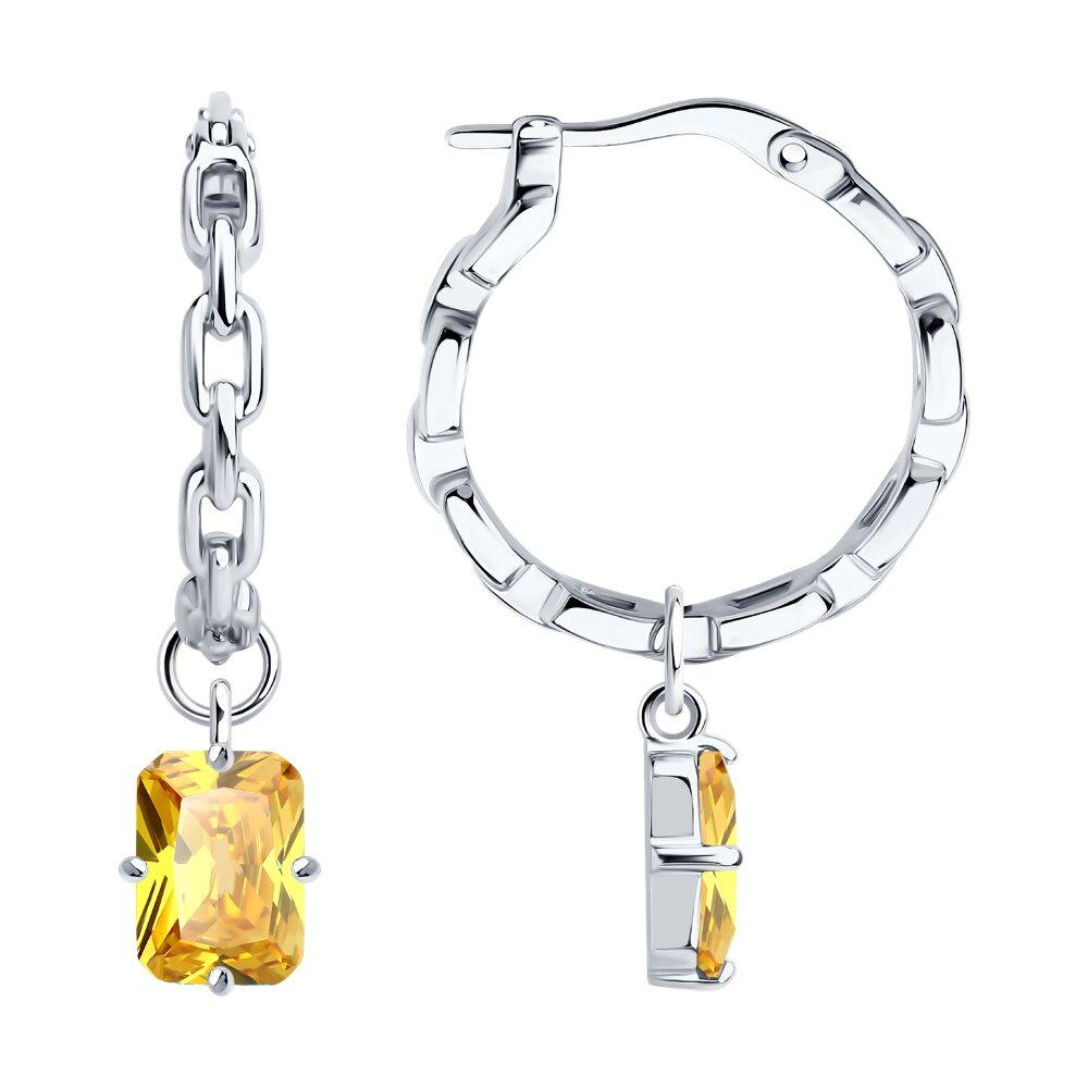 Серьги из серебра с фианитами - видео на модели