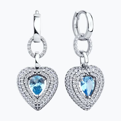 Серьги из серебра с фианитами из серебро — вид 2