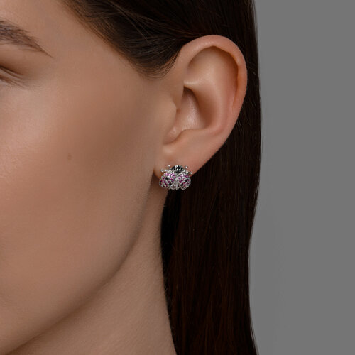 Серьги из серебра с корундами и фианитами из серебро — вид 3